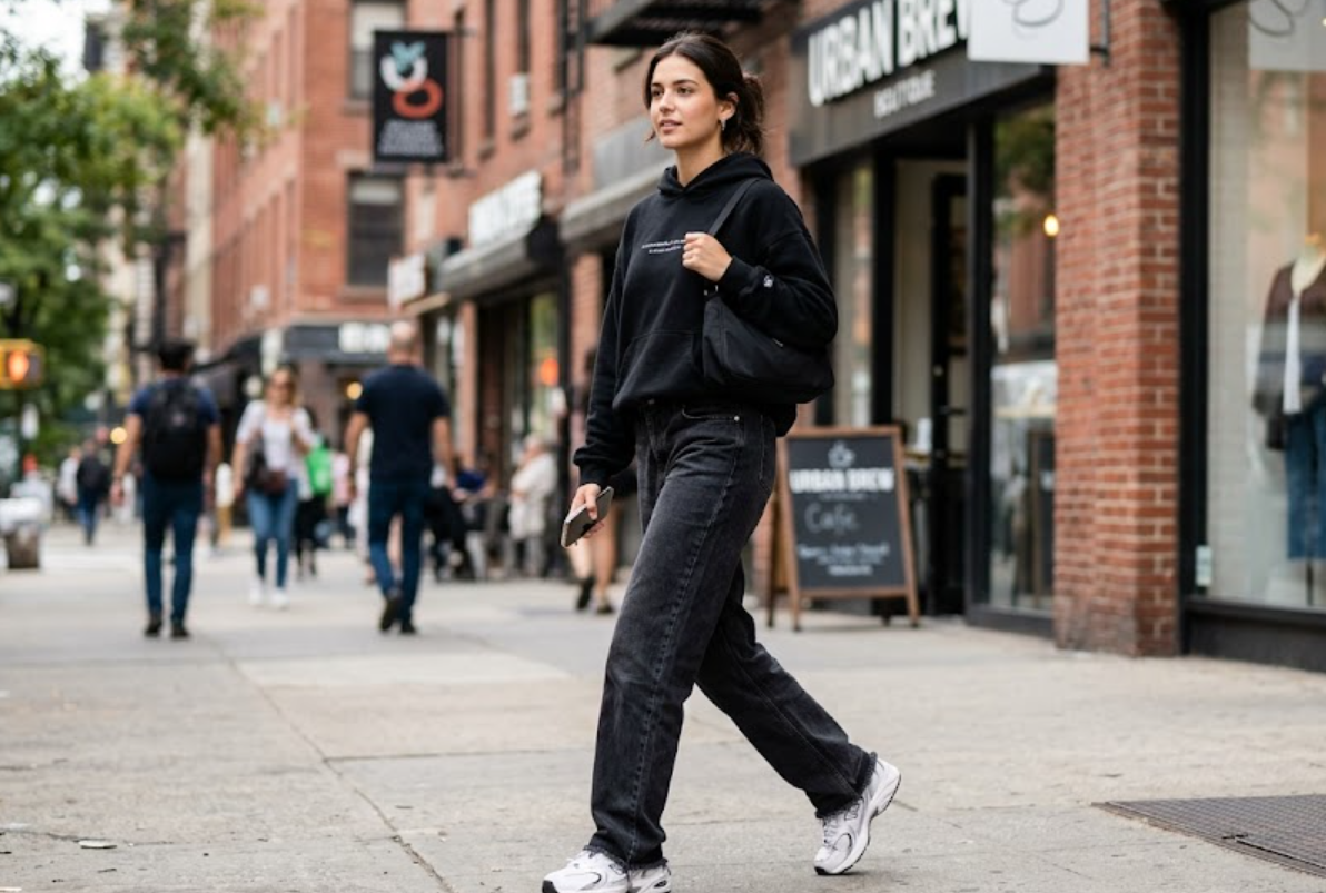 Black Straight Leg Baggy Jeans